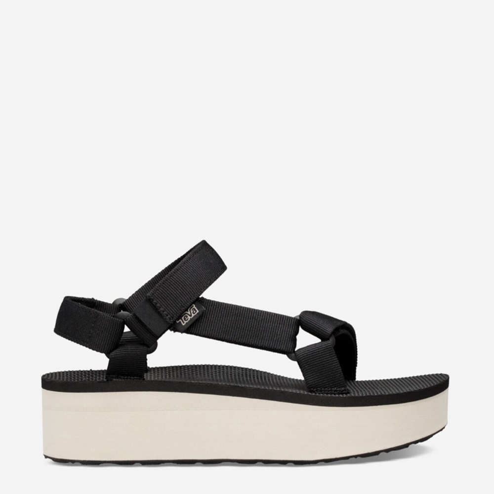 Teva Women's Flatform Platform Universal Sandals, Black/Tan, Size: 8
